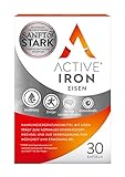 Active Iron | Nicht-verstopfende Eisentabletten | Eisen unterstützt die Immunabwehr | Klinisch erprobte Absorption | 30-Kapsel-Pack
