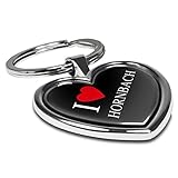 printplanet Schlüsselanhänger mit Stadtnamen Hornbach - Motiv I Love - Herz-Schlüsselanhänger, Stadtschlüsselanhänger, personalisierter Anhänger, Herz-Anhänger, C