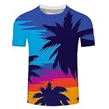 Beokeuioe Herren Sommer T-Shirt Crew Neck Tee Tops Rundhals Kurzarmshirt Baumwolle T-Shirt mit Bunt Männer 3D Print Abstrakt Tshirt Funky Casual Kragen Brusttasche Unisex