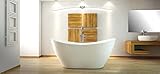 freistehende Badewanne aus Mineralguss 160x70x71 cm weiss Design VYI