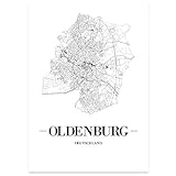 JUNIWORDS Stadtposter - Wähle Deine Stadt - Oldenburg - 30 x 40 cm Poster - Schrift A - Weiß