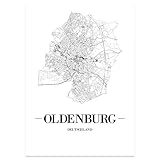 JUNIWORDS Stadtposter - Wähle Deine Stadt - Oldenburg - 30 x 40 cm Poster - Schrift A - Weiß