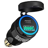 PD 3.0 USB C Steckdose Adapter für BMW Motorrad DIN Hella EU Stecker, 30W PD & QC 3.0 USB Dose Buchse Wasserdicht Zigarettenanzünder Ladegerät für 12-24V Boot LKW Wohnwagen Ducati Triump