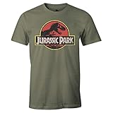 Jurassic Park - Herren Lizenz Premium Vintage T-Shirt - Classic Logo (Oliv) (S-XL) (M)