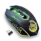 UHURU Kabellose Gaming Maus, Wireless Gamer Mouse mit 10000 DPI, 6 Programmierbare Tasten, 7 LED Leuchten, Gaming-Software & Ergonomisches Design für PC, Laptop, Gaming und Bü