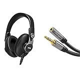 AKG K371 Geschlossener Over-Ear-Studiokopfhörer zum Zusammenklappen & KabelDirekt - Klinken- Verlängerungskabel - 5m - (für Aux Eingänge, 3.5mm Stecker  3.5mm Buchse) - PRO S