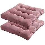 FXBNHDFMF Sitzkissen für Esszimmerstuhl 2er-Set Dickes Cord Fulffy Sitzpolster Quadrat 43 * 43 cm Zuverlässiges Lendenkissenkissen für Hausgartenmöbel (Rosa 48 * 48 * 10)