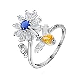 Hirolan Frauen Schmuck Tanzen Blume Inspirational Halskette Sunflower Ohrringe Ring Sonnenblume Ring Damen Ring Schmuck Geschenk FüR Frauen Ex