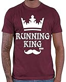 HARIZ Herren T-Shirt Running King Jogging Laufen Plus Geschenkkarte Wein Rot M