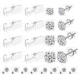 8 Stück Ohrlochstechpistole, Ohrringe Silber, Einweg-Steril-Sicherheits-Ohrnasen-Piercing-Pistolen-Kit Schmerzfreies Selbst-Piercing-Werkzeug mit Ohrstecker-Asepsis-Pierce-Kit Piercing-Zubehör (Weiß)