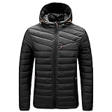 Orgrul Herren Winterjacke Jacke Winter Farbvarianten Warm Bomberjacke Steppjacke Wintermantel Kunstfell Daunenjacke Leichte Outdoor Puffer Jacket Gepolstert AA1 (M, Schwarz)