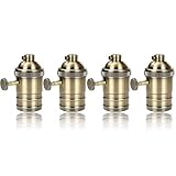 GreenSun LED Lighting 4er Edison E27 Lampenfassung Antique Brass Deckenfassung Fassung Sockel Lampenfuss Retro Vintage Halter für Hängeleuchte Deckenleuchte Adapter Beleuchtung Sock