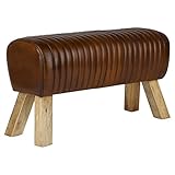 WOMO-DESIGN Sitzbank Springbock Echtleder/Massivholz 86x47x30 cm, Büffelleder, Unikat, Handgefertigter Sitzhocker, Turnbank Gepolstert, Holzbeinen Lederhocker, Leder Modern Turnbock, Turnhocker Bank