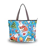 NaiiaN Weinlese-Einkaufstasche Leichtgewichtler-Bügel-Handtaschen-Umhängetaschen Weihnachtsbaum-Kugeln Weihnachtsmann-Geschenk-Geldbeutel-Einkaufen für Frauen-Mädchen-D