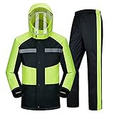 Regenanzug Wasserdichteranzug Motorrad Wasserfeste Jacke Herren Damen Regenjacke Licht Atmungsaktiv Reflektierende Outdoor Fahrrad Arbeitskleidung Mit Doppeltem Wasserdichtem(Size:Large,Color:Grün)