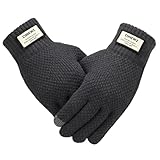 Winter Männer Strickhandschuhe Touchscreen Hochwertiger männlicher Fäustling Verdicken Warme Feste Männer Business Handschuhe Herbst -Gray-One S