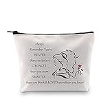LEVLO Die Schöne und das Biest Kosmetiktasche mit Reißverschluss und Aufschrift „You Are Braver Stronger Smarter Than You Think – Make-Up-Tasche für Frauen und Mädchen, Beauty Beast Tasche,