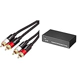 Hama Stereo Phono-Vorverstärker PA 506 (für Plattenspieler, inkl. Netzadapter 230V/50Hz, 3000mA, Cinchkabel 0,9 m) & Amazon Basics PBH-20216 - Cinch-Audiokabel, 2 x Cinch-Stecker auf 2 x Cinch-Steck