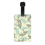 Gepäckanhänger 2er Set, abstraktes Muster Tiger Palm Leaves Gepäck ID Label Karten mit abnehmbarer Handschlaufe und Adresskarte für R