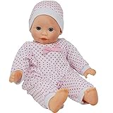 The New York Doll Collection Weicher Körper Kaukasisches Baby 14 Zoll/36 cm Puppe - Stirnband-Passform und rosa Kleid (Bonus Schnuller inklusive)