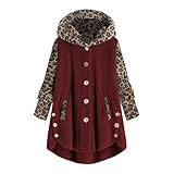 Eaylis Frauen Button Coat Kapuzenpullover Lose Pullover Bluse Plus Size, Fleecejacke Plüschjacke Kapuzenjacke Warme Flauschjacke Elegant Strick Mantel Open Front Sweater Cardigan Strickcardig