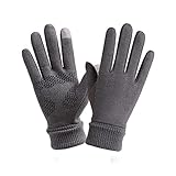 HXJ Winterhandschuhe Männer und Frauen rutschfeste Touchscreen Handschuhe Winddicht und Regenschutz Handschuhe Gestrickt Plus Samt Warme Handschuhe Reiten Skifahren Einkaufen Wandern Fitness F