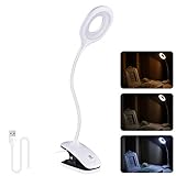 Anpro Leselampe, 28LED Klemmlampe, 3 Lichtmodi Klemmlampe bett, Augenschutz Nachttischlampe, USB Wiederaufladbar, 360° Flexibel Leselampe Buch Bett Klemme [Energieklasse A++]