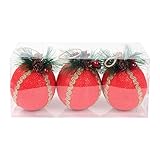 RMBLYfeiye Weihnachtskugeln 3PC Set Christbaumkugeln aus PVC Rot Kariert, Weihnachtsdeko für Weihnachten, Weihnachtsbaum, Tannenbaum, Weihnachtsbaumkugeln für Klassische Weihnachtsbaumschmuck