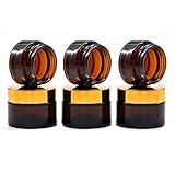 6 Stück 30 ml Cremedose Leer Kosmetikbehälter Bernsteinglasflasche mit Deckel und Liner für kosmetische Cremes Lotionen Ätherische Ö