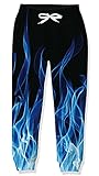 Goodstoworld Jogginghose Kinder Trainingshose Jungen Sweathosen Mädchen Freizeithose 3D Blaue Flamme Jogger Hosen für Schule Lässige PE 12-13 Jahre(160)