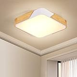 ERWEY LED Deckenleuchte Holz Modern 30x30 CM Leuchte LED Deckenlampe Warmweiß Bürodeckenleuchten (Warmweiß, 30x30CM)