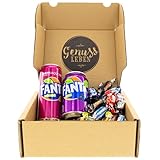 Genussleben Box mit 1x Fanta Maracuja 330ml, 1x Fanta schwarze Johannisbeere 330ml und 744g Celebrations Mix, Großpackung Schok