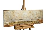 KunstLoft® Acryl Gemälde 'Tage in Toulouse' 120x40cm | original handgemalte Leinwand Bilder XXL | Abstrakt Braun Beige | Wandbild Acrylbild Moderne Kunst einteilig mit R