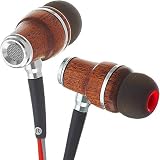 Symphonized NRG 3.0 Premium IN EAR KOPFHÖRER Ohrhörer aus edlem Holz, Mikrofon und Lautstärkeregler - Geräuschisolierende Ohrstöpsel für Zuhause und Unterwegs (Rot & Grau)