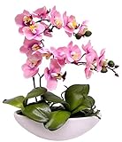 Flair Flower Kunstblume Schmetterling Orchidee in Schale Künstliche Blume Kunstorchidee Phalaenopsis mit Übertopf Kunstpflanze Hochzeit Deko, rosa, 27