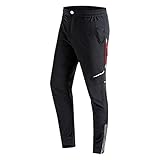 Fitsund Herren Fahrradhose Lang Schnell Trocknend Radhosen Freizeit Hose Gr. S-2XL (XL, Schwarz)
