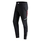 Fitsund Herren Fahrradhose Lang Schnell Trocknend Radhosen Freizeit Hose Gr. S-2XL (L, Schwarz)