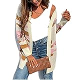 ZYUD Damen Langarm Strickjacke Cardigan Strickcardigan Female Strickmantel Sweater Elegant Sweatshirt Langen Mantel Jacke Tops Offen Pulllover Herbst Winter Mantel Casual Pulli Sweater Jacke Outw
