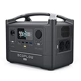 EF ECOFLOW Tragbare Power Station RIVER Max, 576 Wh Backup Lithium Batterie mit 3x 600 W (Peak 1200 W) AC Steckdosen & LED-Taschenlampe, sauberer Solargenerator für Outdoor Camping Wohnmob