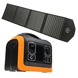 600 Watt/500Wh Lithium (LiFePo4) Powerstation 7 Anschlüsse 230V Steckdose, USB, USB-C, 12V, KFZ-Steckdose. Leises Notstromaggregat, Akkupack, Solarbatterie (Bundle mit 100 Watt faltbarem Solarmodul)