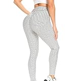 Push Up Nahtlose Hohe Taille Grid Tights Yoga Hosen Frauen Atmungsaktive Leggings Gym Fitness Kleidung Mädchen Bubble Hose Sportswear, Weiß 038, 36
