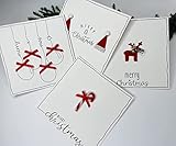 Loveria, Weihnachtskarten Bastelset 'Merry Christmas', bestehend aus 16 vorgezeichneten, quadratischen Postkarten, 16 rote Umschläge, hochwertiges Bastelzubehö