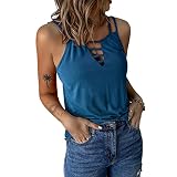 Damen Sommer V-Ausschnitt ärmellose Weste Top Damen Tops ärmellose Tops Blusen V-Ausschnitt Blusen Freizeitbluse Tunika lose T-Shirts sexy Ausschnitt Leibchen Frauen Sommer sexy ärmellose Weste B