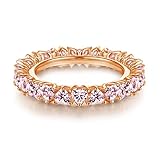 BCughia Eheringe, Ring Silber Zirkon Rosa Herzschliff Zirkonia Sterlingsilber Rundes Design Hochzeit Ringe Damen Größe 52(16.6)