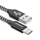 Micro USB Kabel,[3M] Nylon Micro USB Ladekabel Schnellladekabel High Speed Handy Datenkabel für Samsung Galaxy S7/ S6/ J7/ Note 5,Xiaomi,Huawei, Wiko,Motorola,Nokia,Kindle…
