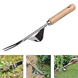 YAVO-EU Unkrautstecher Edelstahl Ampferstecher zur Garden Grundausstattung mit Holzgriff Gartengeräte Gartenwerkzeug