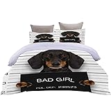 Bettbezug-Set 3D Gedruckte Hundebettwäsche-Set Tiermuster Mikrofaser-Muster ist Exquisit Weich und Bequem, Einschließlich 135x200 cm Bettbezug und 80x80x2 cm Kissenbezug