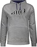 Shirtracer Entwicklung und Evolution Outfit - Basketball Evolution - 4XL - Grau meliert/Navy Blau - graues Basketball Geschenk - JH003 - Hoodie zweifarbig und Kapuzenpullover für Herren und D