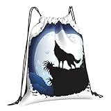 'N/A' Kordelzug Turnbeutel Für Männer Und Frauen Leichte Beutel Wasserabweisender Polyester-Cinch-Sporttasche ​für Sport Gym Yoga Reise Schule Strand(Color:Wolf)