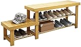 DFYYQ Bambus 2-Tier-Schuh-Bank aus Holz High-Low Schuhe Lagerung Regal Einfache Footware Organizer Einheit für Boots-Absatz-Turnschuhe (Größe: 125 cm) (Size : 125cm)